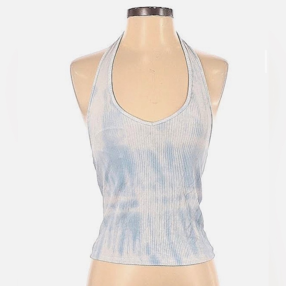 American Eagle Outfitters Light Blue Ribbed Halter Top